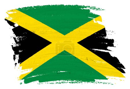 Una bandera de Jamaica pintura de fondo pincelada pincelada 3d ilustración con ruta de recorte