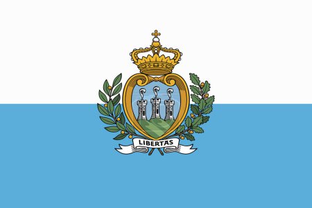 Téléchargez les photos : Un drapeau de Saint-Marin fond illustration bleu rayures blanches crête - en image libre de droit