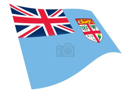 Foto de Un Fiji ondeando bandera 3d ilustración aislada en blanco con recorte camino jack unión escudo de armas - Imagen libre de derechos
