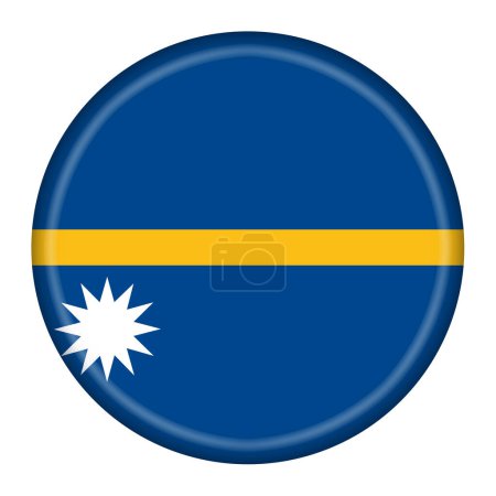 A Nauru flag button 3d illustration with clipping path