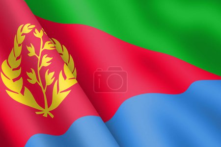 Una bandera de Eritrea ondeando 3d ilustración viento ondulación