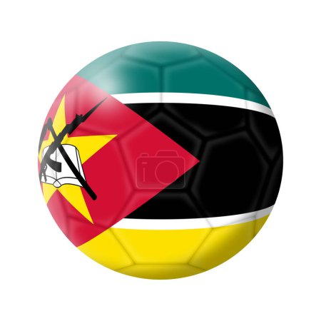 A Mozambique soccer ball football 3d illustration isolated on white with clipping path