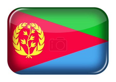 An Eritrea web icon rectangle button with clipping path 3d illustration