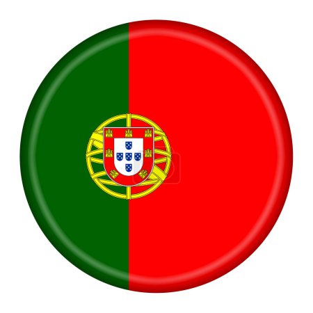 Téléchargez les photos : A Portugal flag button 3d illustration with clipping path - en image libre de droit