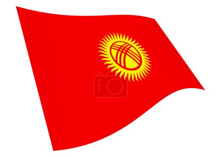 A Kyrgyzstan waving flag 3d illustration isolated on white with clipping path