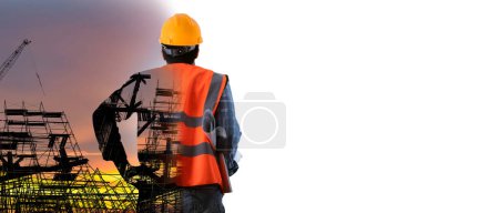 Photo for Building concept construction supervision engineer and free space - Royalty Free Image