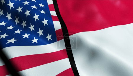 Téléchargez les photos : Vue rapprochée du drapeau unifié de Monaco et des États-Unis - en image libre de droit