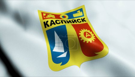 Photo for 3D Illustration of a waving Russia city flag of Kaspiysk - Royalty Free Image