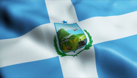 Photo pour 3D Illustration of a waving Ecuador city flag of Manta - image libre de droit