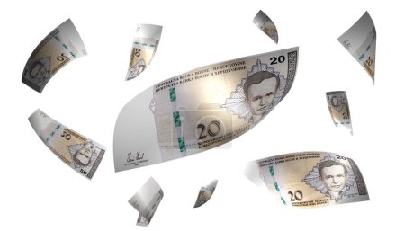 Foto de 3D Illustration Bosnia 20 Marka Flying Money Banknote - Imagen libre de derechos