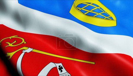 Foto de Ilustración 3D de una bandera de la ciudad checa ondeando Rokytnice nad Rokytnou - Imagen libre de derechos