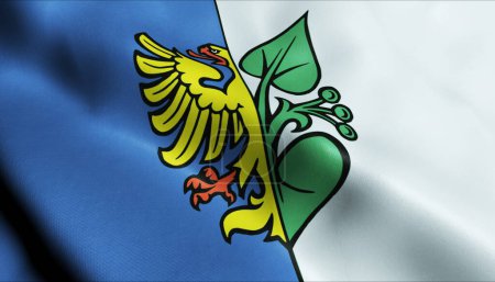Téléchargez les photos : Illustration 3D d'un drapeau de Karvina agitant la ville tchèque - en image libre de droit
