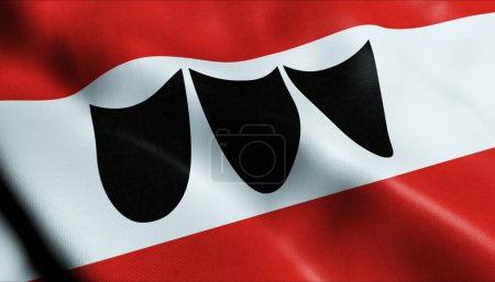 Photo for 3D Illustration of a waving Czech city flag of Trebic - Royalty Free Image