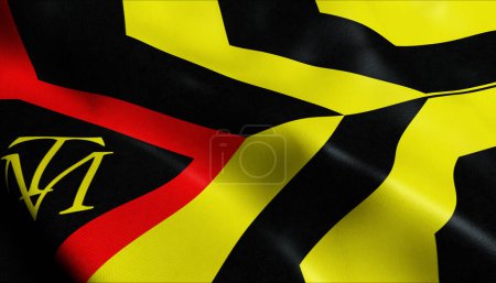 Photo for 3D Illustration of a waving Czech city flag of Terezin - Royalty Free Image