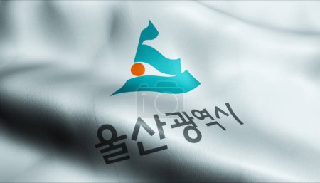 Photo for 3D Illustration of a waving South Korea city flag of Ulsan - Royalty Free Image