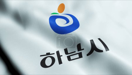 Photo for 3D Illustration of a waving South Korea city flag of Hanam - Royalty Free Image