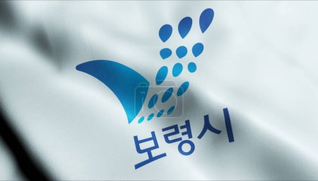 Photo for 3D Illustration of a waving South Korea city flag of Boryeong - Royalty Free Image