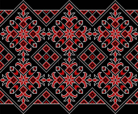 Illustration for Vector illustration of Ukrainian ornament in ethnic style, identity, vyshyvanka, embroidery for print clothes, websites, banners. Background. Geometric design, border, copy space, frame - Royalty Free Image