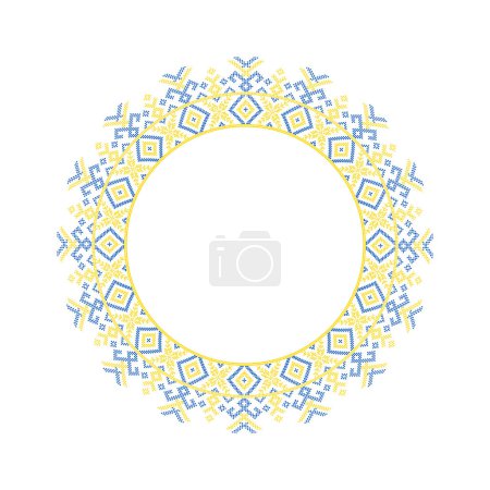 Ilustración de Ilustración vectorial de ornamento ucraniano en estilo étnico, identidad, vyshyvanka, bordado para ropa de impresión, sitios web, pancartas. Antecedentes Diseño geométrico, borde, espacio de copia, marco - Imagen libre de derechos