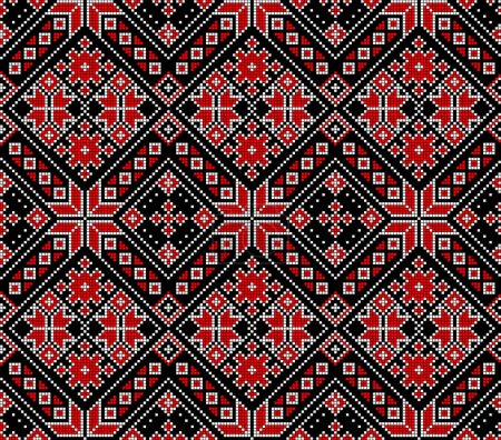 Illustration for Seamless pattern of Ukrainian ornament in ethnic style, identity, vyshyvanka, embroidery for print clothes, websites, banners, poster. Vector illustration background - Royalty Free Image