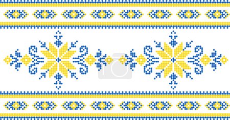 Illustration for Vector illustration of Ukrainian ornament in ethnic style, identity, vyshyvanka, embroidery for print clothes, websites, banners. Background. Geometric design, border, copy space, frame - Royalty Free Image