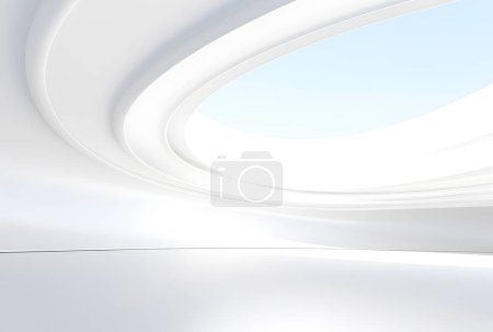 Foto de Espacioso espacio en blanco minimalista de pantalla ancha como fondo o banner con columnas - Imagen libre de derechos