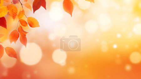 Photo for Orange and golden autumn leaves in sunlight with beautiful bokeh, natural fall background... - Royalty Free Image