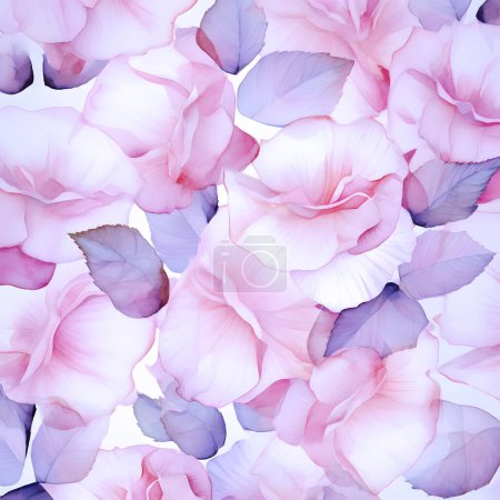 Foto de Patrón de rosas delicadas florecientes de verano, flores de acuarela florecientes fondo festivo - Imagen libre de derechos