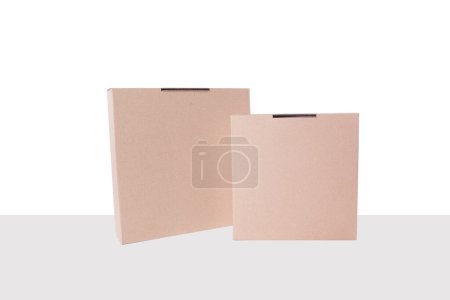 Photo for Cardboard gift box with lid, Mockup for design. isolated white. clippingpath - Royalty Free Image