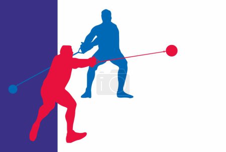 Illustration for Throwing hammer, athlete player silhouette, isolated - Royalty Free Image