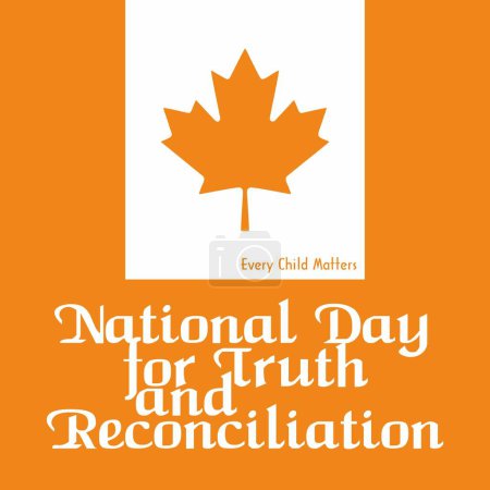 Illustration for Vector illustration, every child matters. National Day of Truth and Reconciliation on orange background - Royalty Free Image