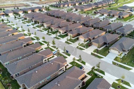 Photo for Drone top view of aerial brand new houses residential in the summertime outdoor. - Royalty Free Image