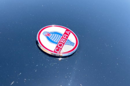Foto de Little Elm, Texas - 11 de junio de 2023: Ford Shelby Cobra emblema en exhibición en la feria de automóviles. - Imagen libre de derechos