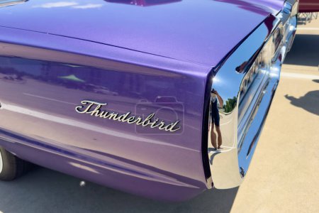 Photo for Little Elm, Texas - June 11, 2023: Vintage purple Ford Thunderbird at auto show. - Royalty Free Image