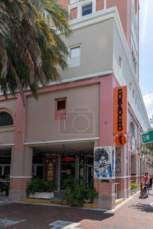 Photo for Miami, Florida - August 25th, 2023: Cubaocho on 8th street or Calle 8 in Little Havana, heart of the cuban community in Miami. - Royalty Free Image