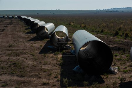 Foto de Gas pipeline construction, Nestor Kirchner, La Pampa province , Patagonia, Argentina. - Imagen libre de derechos