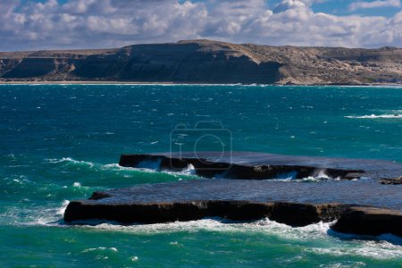Photo for Coastal landscape with cliffs in Peninsula Valdes,Patagonia Argentina. - Royalty Free Image