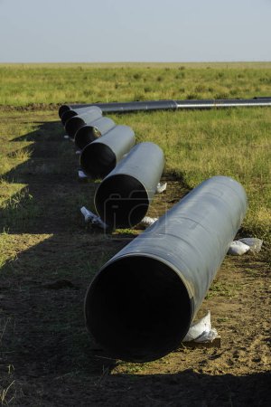 Gas pipeline construction, Nestor Kirchner, La Pampa province , Patagonia, Argentina.