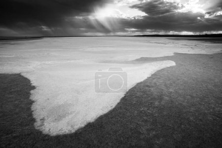 Photo for Broken dry soil in a Pampas lagoon, La Pampa province, Patagonia, Argentina. - Royalty Free Image
