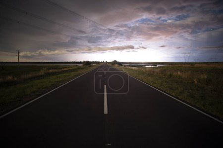 Photo for Road  in the Pampas plain,La Pampa Province,  Patagonia, Argentina - Royalty Free Image