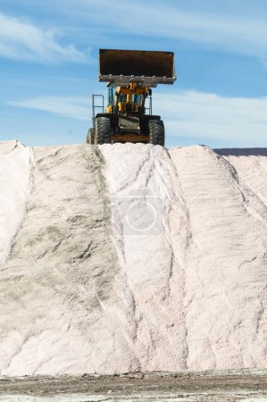 Photo for Trucks unloading raw salt bulk, Salinas Grandes de Hidalgo, La P - Royalty Free Image