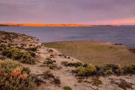Paisaje costero en la Península Valdés al atardecer, Patrimonio de la Humanidad, Patagonia Argentina