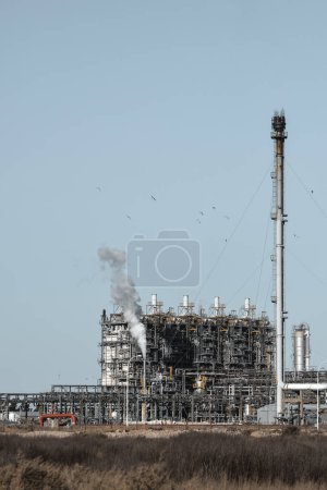 Téléchargez les photos : Installations industrielles de l'industrie pétrochimique argentine, Patagonie, Argentine. - en image libre de droit