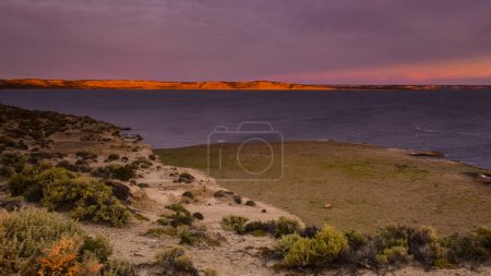 Photo for Coastal landscape in Peninsula Valdes at dusk, World Heritage Site, Patagonia Argentina - Royalty Free Image