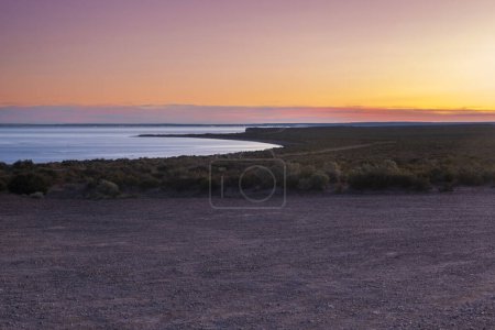 Photo for Peninsula Valdes landscape at dusk, World Heritage Site, Patagonia Argentina - Royalty Free Image