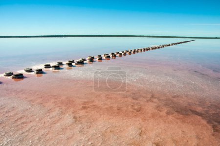 Historical remains of old salt exploitation, Salinas Grande, La Pampa, Argentina.