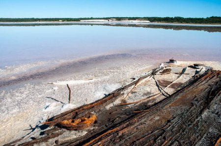 Historical remains of old salt exploitation, Salinas Grande, La Pampa, Argentina.