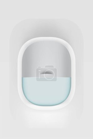 Téléchargez les illustrations : Illustration de fenêtre d'avion transparente vue de face isolée sur fond blanc - en licence libre de droit