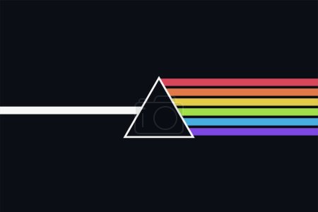 illustration of dispersion of light to a multiple colors through a prism flat design
