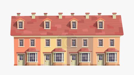 Illustration for Illustration of modern townhouse in classic english design front view isolated on white - Royalty Free Image
